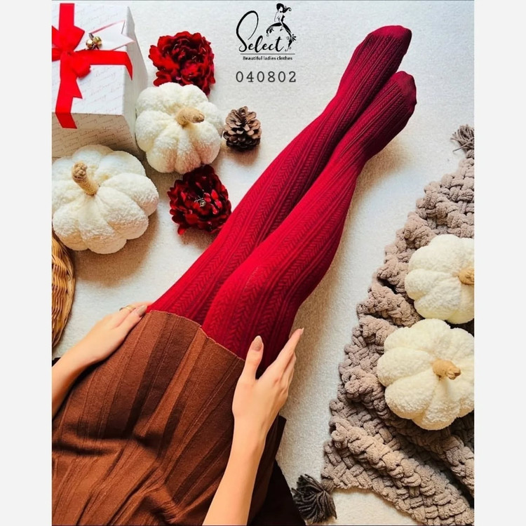 جوراب شلواری گندمی قرمز