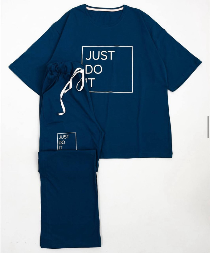 ست لانگ و شلوار just do it آبی نیلی
