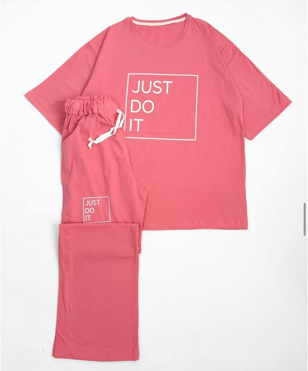 ست لانگ و شلوار just do it صورتی