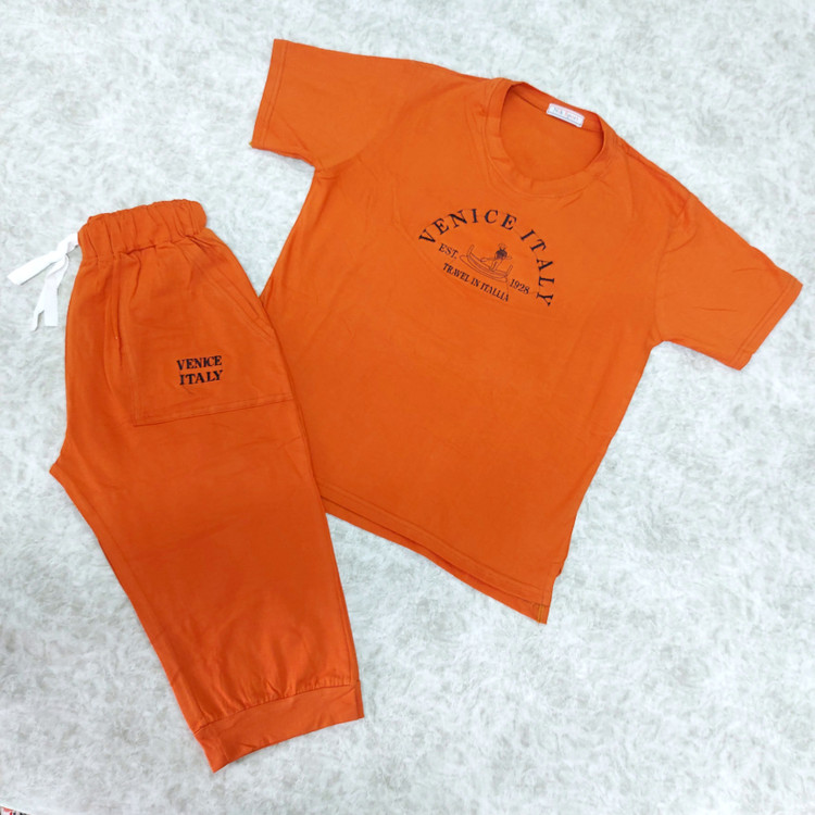 ست تیشرت و شلوارک ونیز آجری